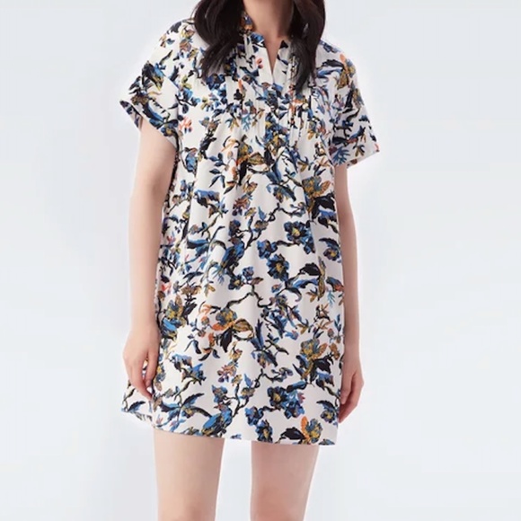Diane von Furstenberg Fiona Floral-print Cotton-poplin Mini Dress - White - Picture 3 of 3